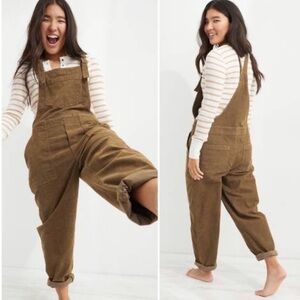 Dark brown Aerie Werk & Play Corduroy Overalls jumpsuit